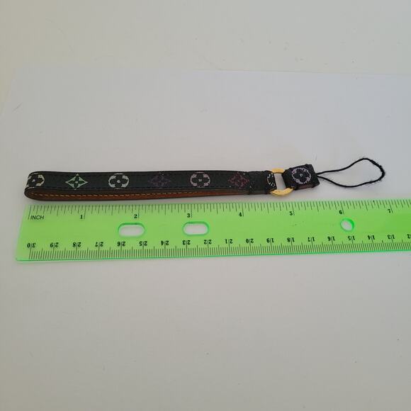 Louis Vuitton Cell Phone Charm Strap Lanyard Leather Black Colorful Logo - Picture 7 of 7